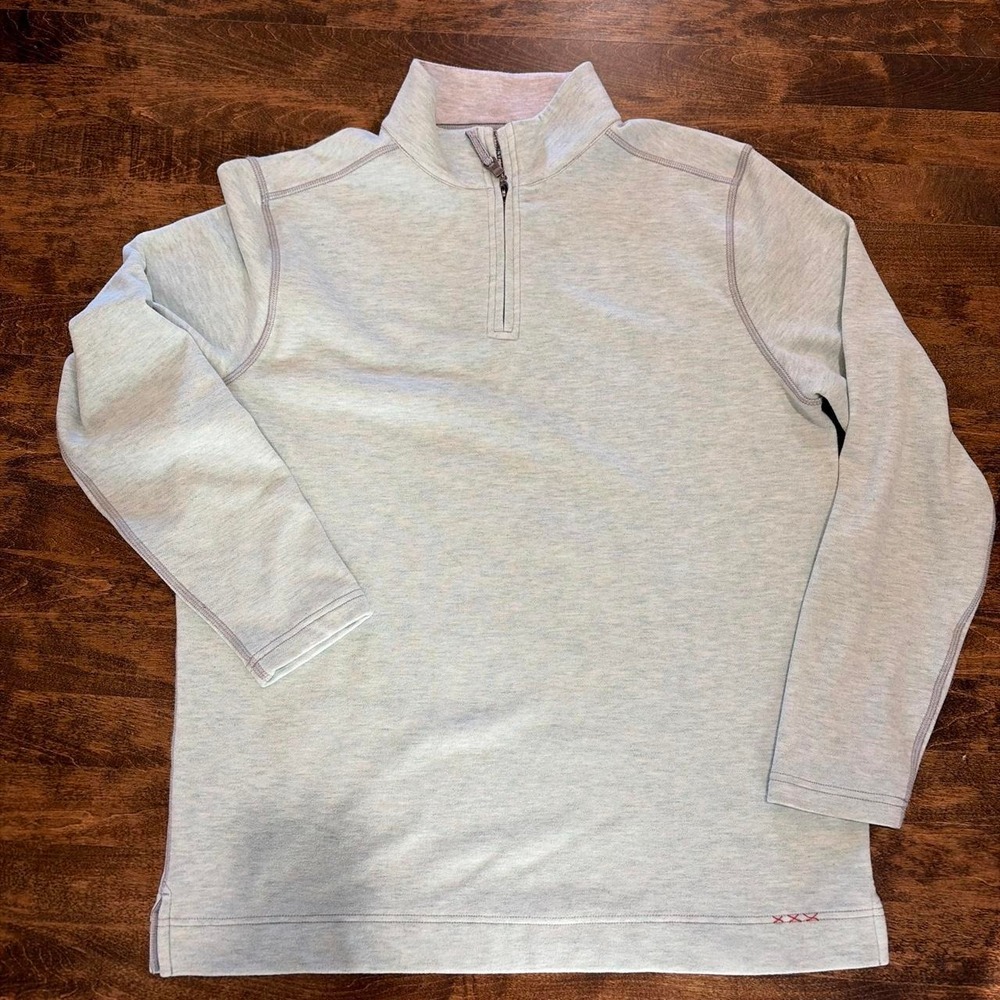 Men's quarter zip pullover stretch golf preppy comfort classic layering M